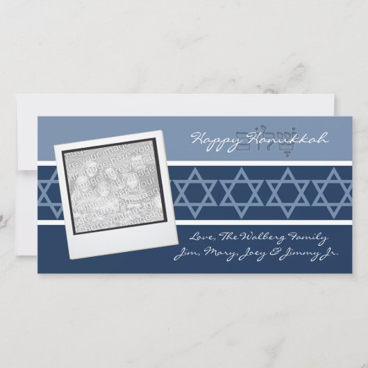 Blue Shalom Hanukkah-fotokaarten Feestdagenkaart (Voorkant)