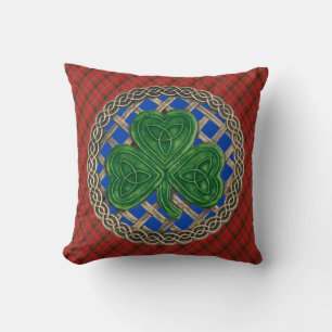 Blue Shamrock Celtic Knoins on Red Play Kussen