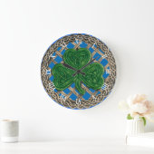 Blue Shamrock & Celtic Knots Roman Numeral Clock Grote Klok (Huis)