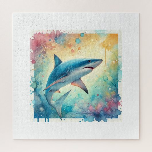 Blue Shark 070824AREF119 - Watercolor Legpuzzel (Verticaal)