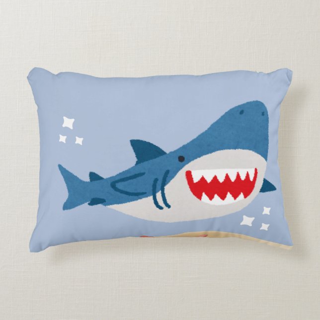 Blue shark accent pillow accent kussen (Voorkant)