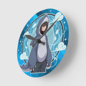 Blue Shark Boy Anime Art Ronde Klok (Hoek)