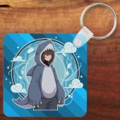Blue Shark Boy Anime Art Sleutelhanger (Achterkant)