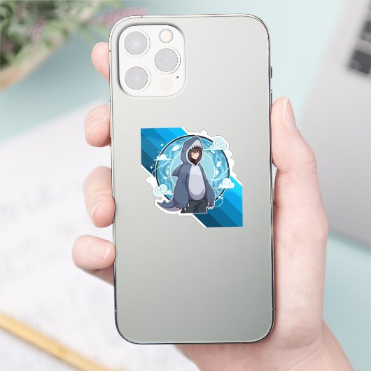 Blue Shark Boy Anime Art Sticker (Telefoon)
