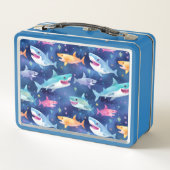Blue Shark Custom Naam Metal Lunchbox (Achterkant)