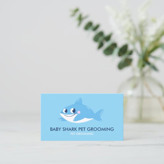 Blue Shark Fish | Baby Sitter Care Visitekaartje (Staand voorkant)
