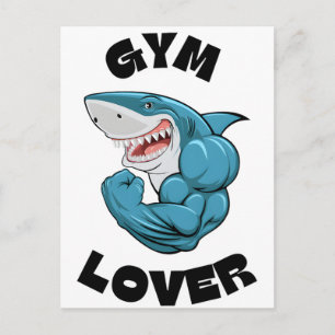 Blue Shark Gym Lover – Fitness met Kracht 2025 Briefkaart
