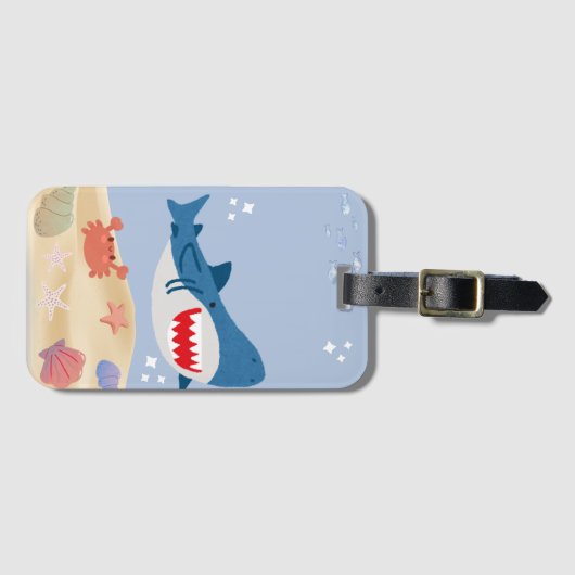 Blue shark luggage tag bagagelabel (Voorkant (horizontaal))