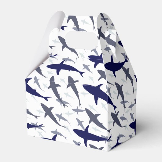Blue Shark Pattern Boy Birthday Party Bedankt Bedankdoosjes (Achterkant)