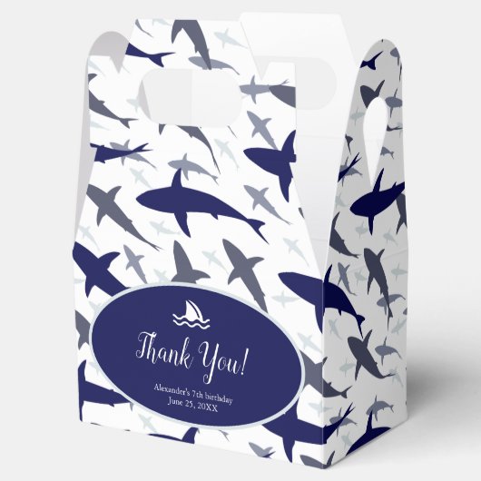 Blue Shark Pattern Boy Birthday Party Bedankt Bedankdoosjes (Geopend)