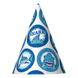 Blue Shark Pattern - Kute Boys Shark Attack Feesthoedjes