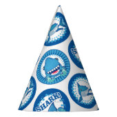 Blue Shark Pattern - Kute Boys Shark Attack Feesthoedjes (Links)