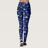 Blue Shark Silhouette Pattern Leggings (Achterkant)