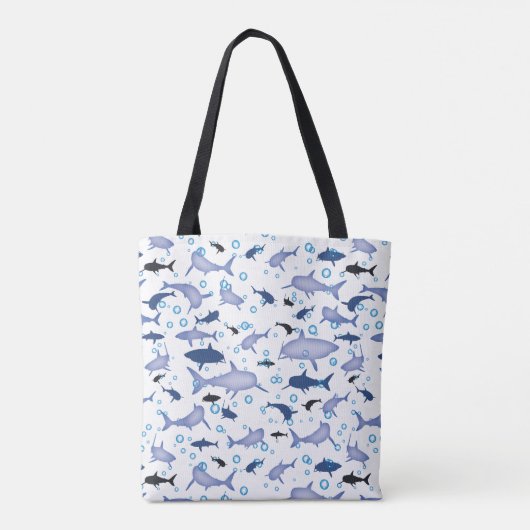 Blue Shark Silhouette Pattern Tote Bag (Achterkant)