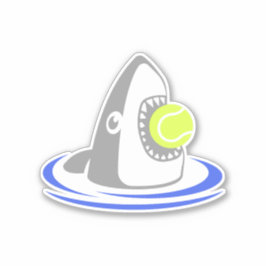 Blue Shark Tennis Ball Attack Sticker