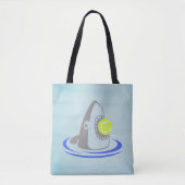 Blue Shark Tennis Ball Attack Tote Bag (Voorkant)