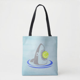 Blue Shark Tennis Ball Attack Tote Bag
