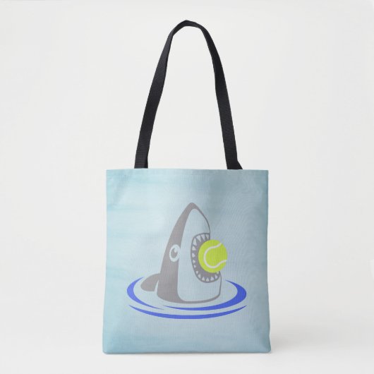 Blue Shark Tennis Ball Attack Tote Bag (Voorkant)
