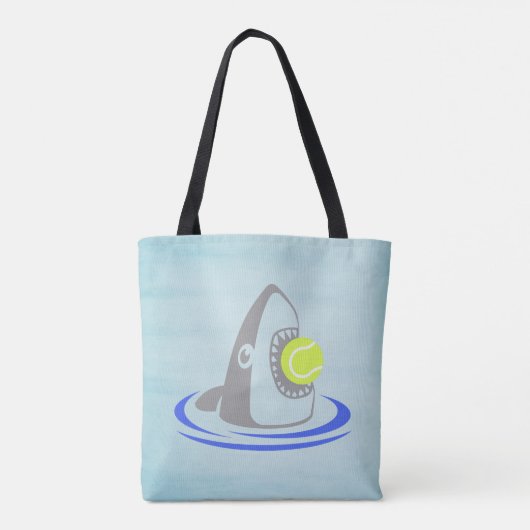 Blue Shark Tennis Ball Attack Tote Bag (Achterkant)