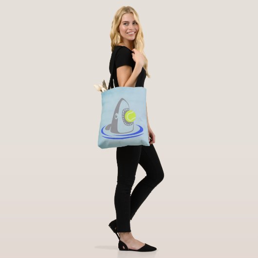 Blue Shark Tennis Ball Attack Tote Bag (Op model)
