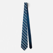 Blue Shark Terror Cartoon in Ocean Tiled Necktie Stropdas (Voorkant)