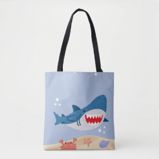 Blue shark tote bag