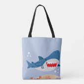 Blue shark tote bag (Achterkant)