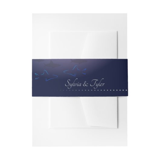Blue Shark Wedding Invitation Belly Band Uitnodigingen Wikkel (Voorkant Voorbeeld)