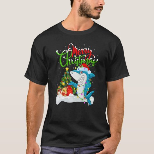 Blue Shark Xmas Decorations Santa Blue Shark Chri T-shirt (Voorkant)