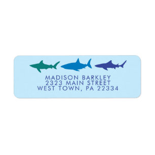 Blue Sharks Cute Kind Return Address Label