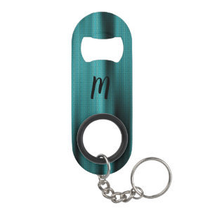 Blue Sheen Texture Personalize Monogram Mini Flessenopener