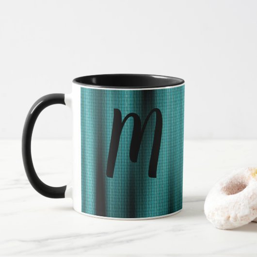 Blue Sheen Texture Personalize Monogram Mok (Met donut)