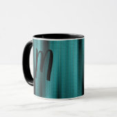 Blue Sheen Texture Personalize Monogram Mok (Voorkant links)