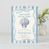 Blue Shell Coastal Floral Celebration Bachelorette Kaart (Staand voorkant)