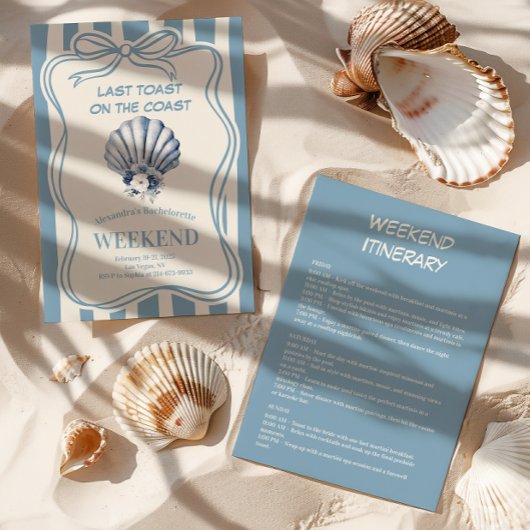 Blue Shell Coastal Floral Celebration Bachelorette Kaart