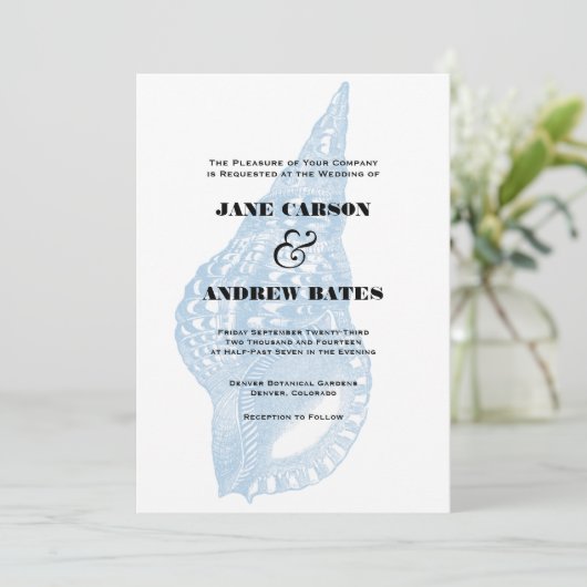 Blue Shell Invitation Kaart (Staand voorkant)