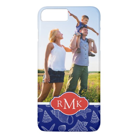 Blue Shell Pattern | Uw foto en monogram Case-Mate iPhone Case (Achterkant)