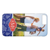 Blue Shell Pattern | Uw foto en monogram Case-Mate iPhone Case (Achterkant (Horizontaal))