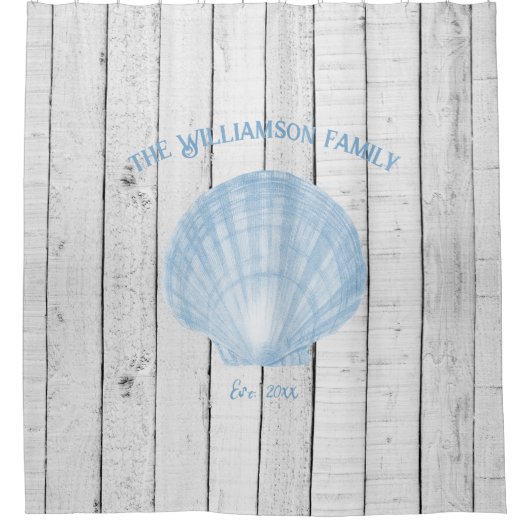 Blue  Shell Shower Curtain Douchegordijn (Voorkant)