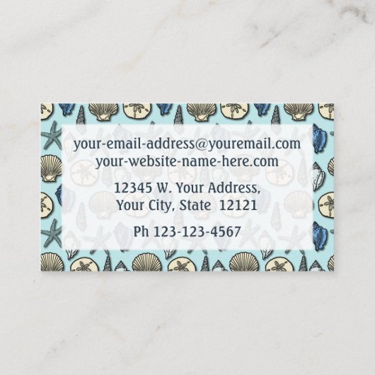 Blue Shell Starfish Zee Marine Pattern Visitekaartje (Achterkant)