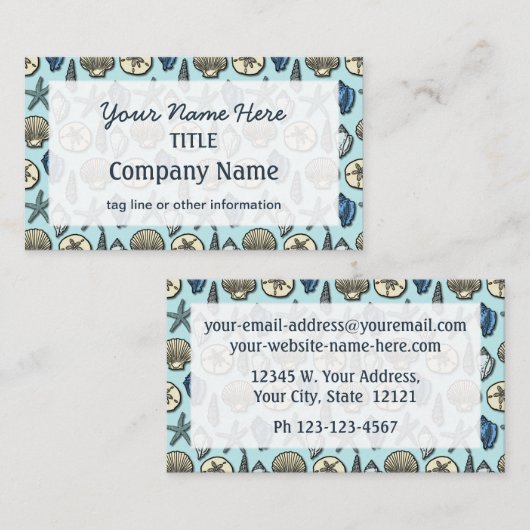  Blue Shell Starfish Zee Marine Pattern Visitekaartje (Voorkant / Achterkant)