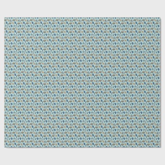 Blue Shell Starfish Zee Pattern Cadeaupapier (Vlak)
