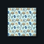 Blue Shell Starfish Zee Pattern Canvas Afdruk<br><div class="desc">Dit ,  blauwe en roomzegel en zeestervispatroon vormen afbeeldingen van het strand en de zomer. Er zijn vijf soorten schelpen in het ontwerp en één zeester. Ideaal voor nautisch/strand/oceaan/kustthemadecor. De lichtblauwe achtergrondkleur kan worden aangepast aan alles wat u wilt via Aanpassen —> Bewerken—> Achtergrond.</div>