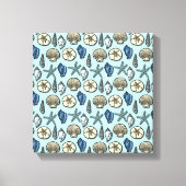 Blue Shell Starfish Zee Pattern Canvas Afdruk (Voorkant)