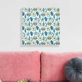 Blue Shell Starfish Zee Pattern Canvas Afdruk (Insitu (Woonkamer))