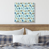Blue Shell Starfish Zee Pattern Canvas Afdruk (Insitu (Slaapkamer))