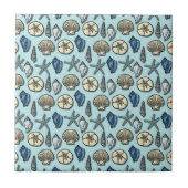 Blue Shell Starfish Zee Pattern Tegeltje (Voorkant)