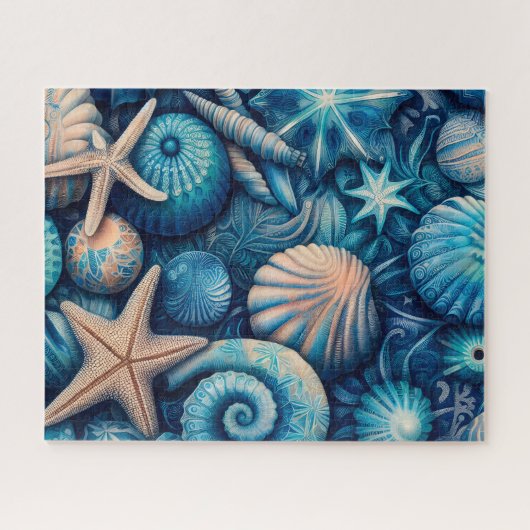 Blue Shells Beach Batik Starfish Sand Dollar Legpuzzel (Horizontaal)