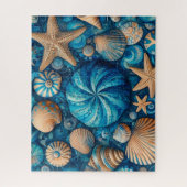 Blue Shells Beach Batik Starfish Sand Dollar Legpuzzel (Verticaal)