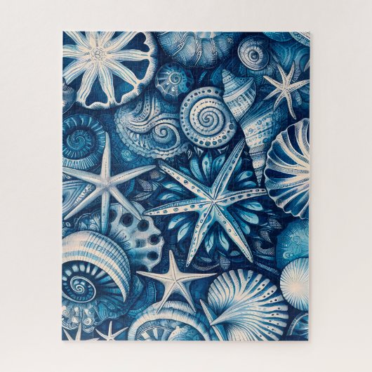Blue Shells Beach Batik Starfish Sand Dollar Legpuzzel (Verticaal)